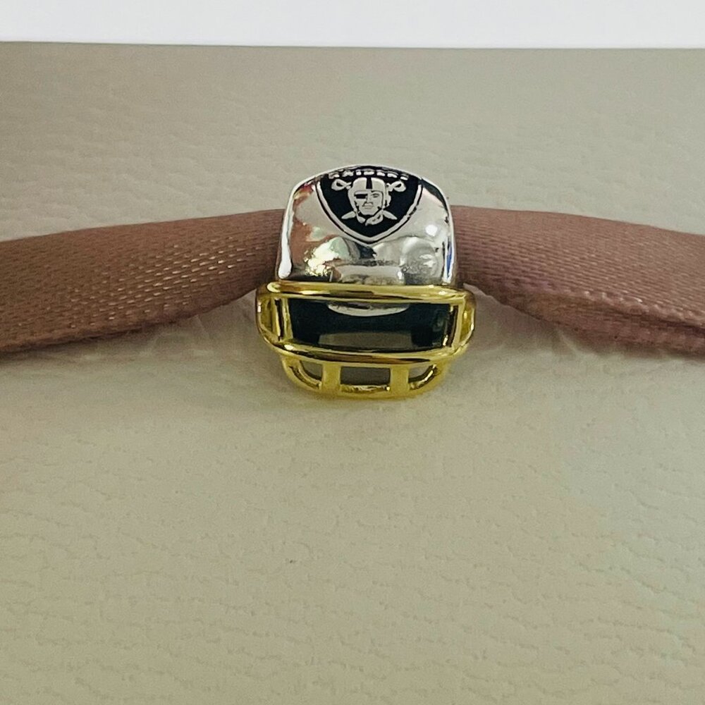 Pandora Las Vegas Raiders Football Helmet Bead Charm Pendant